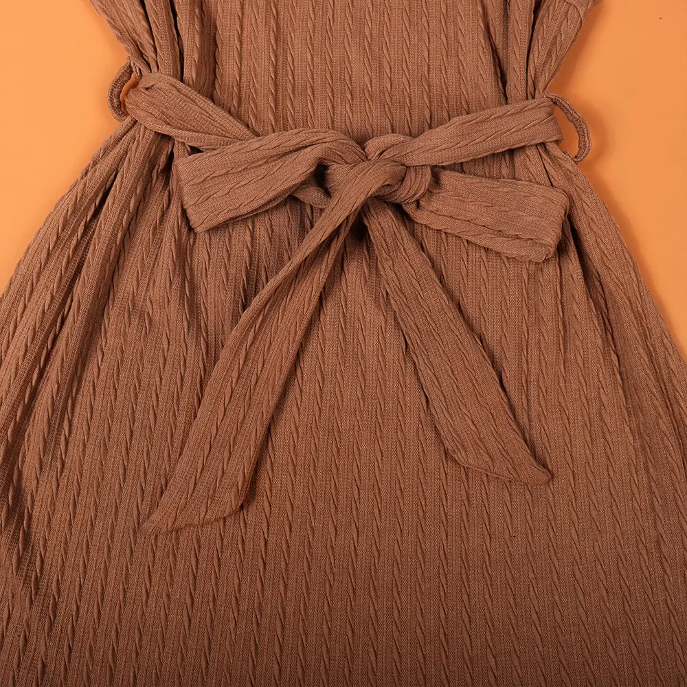Black Knitted Belted Twist Dress for Women — feature 10