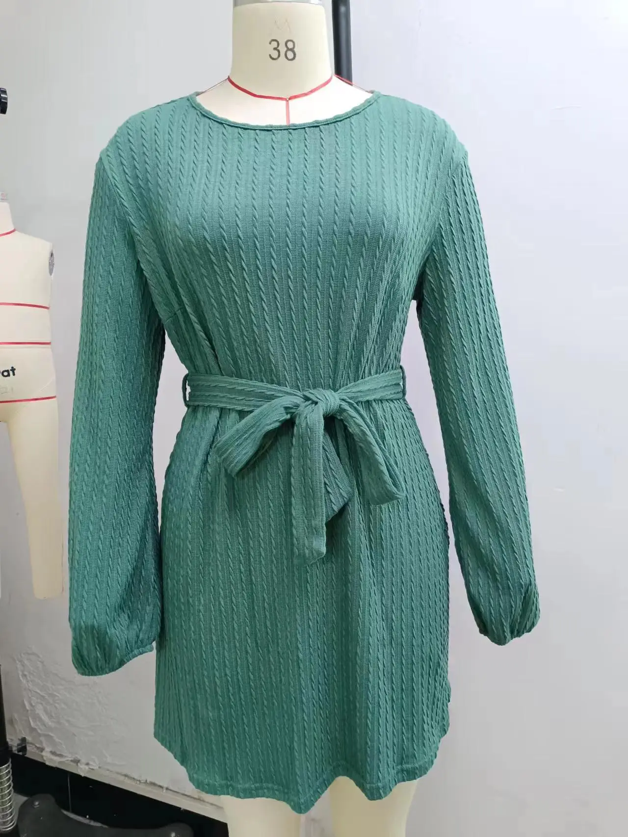 Black Knitted Belted Twist Dress for Women — feature 27