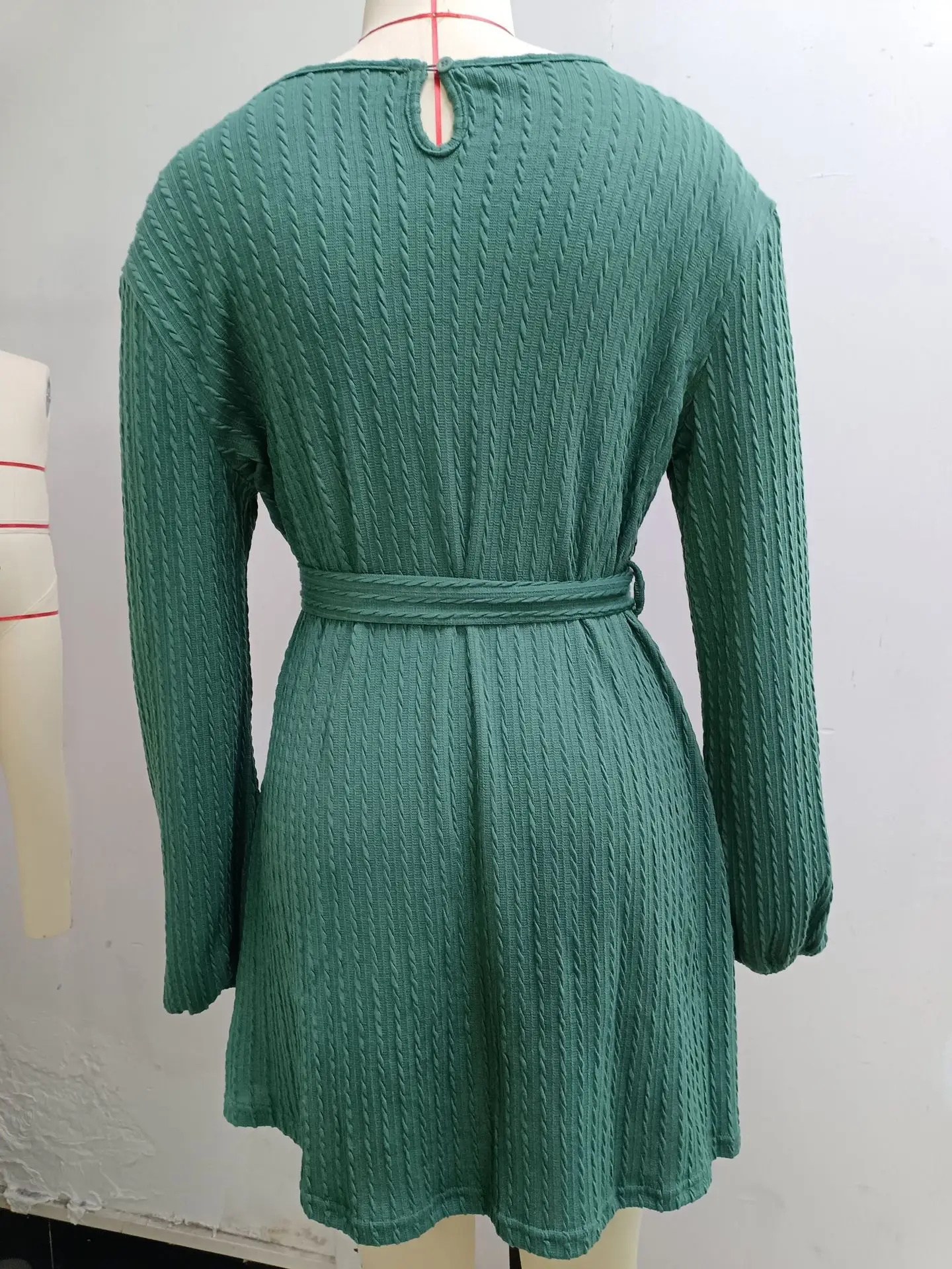 Black Knitted Belted Twist Dress for Women — feature 28
