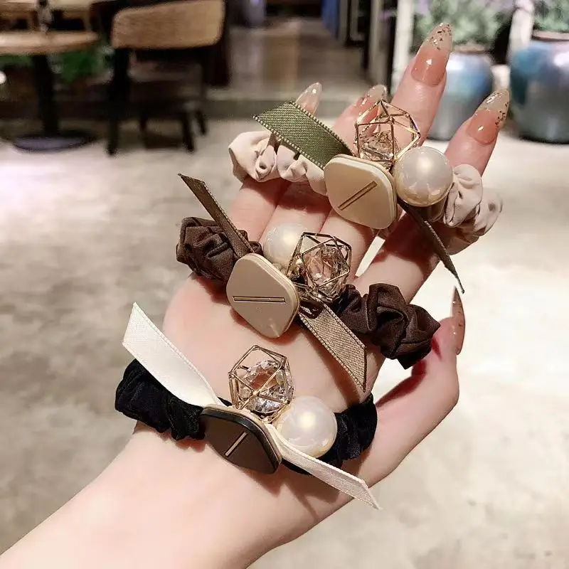 Japanese Korean Style Pearl Hair Ring with Elastic Head Rope - Image 6