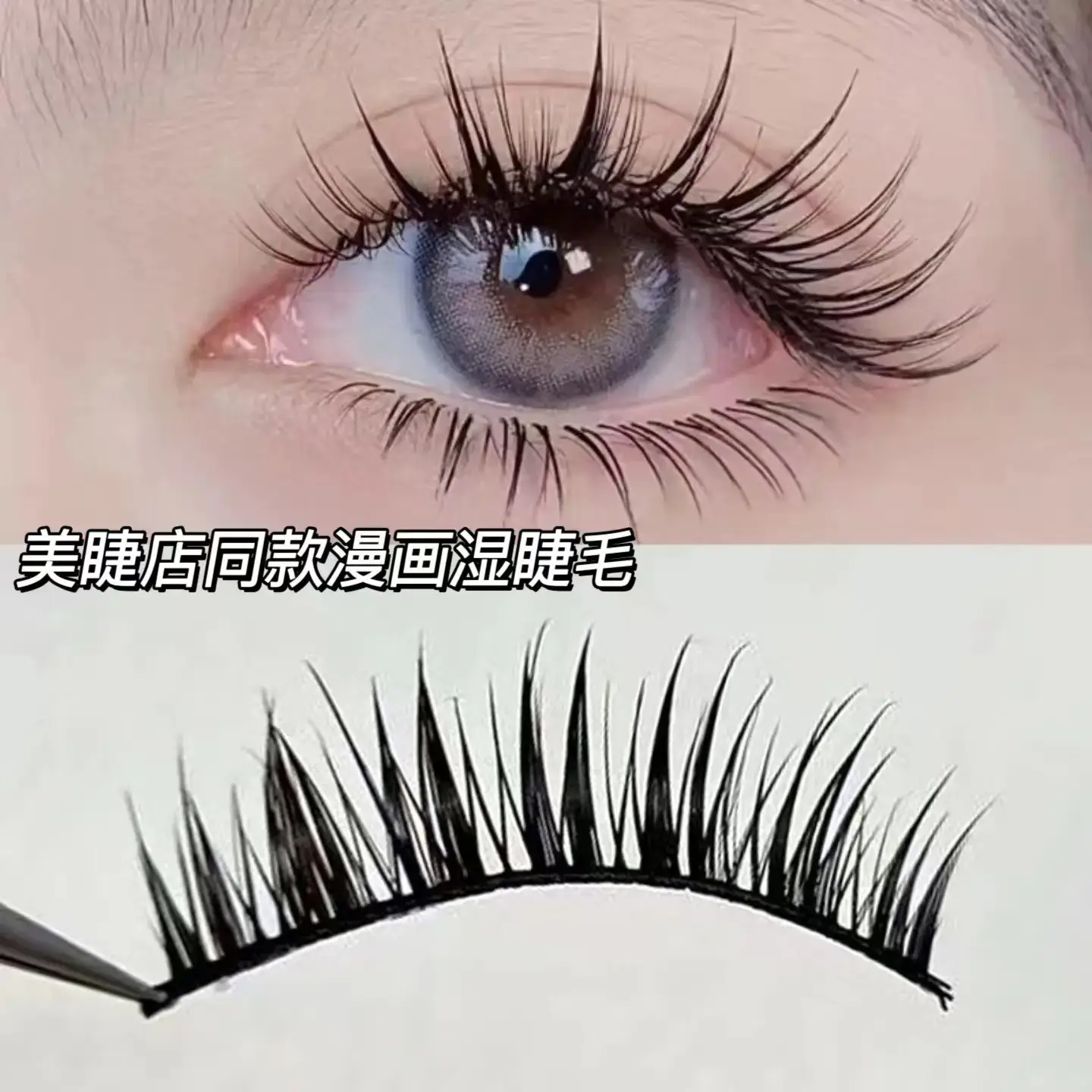 Moe Ciliary Wet False Eyelashes Thick Curled Pink