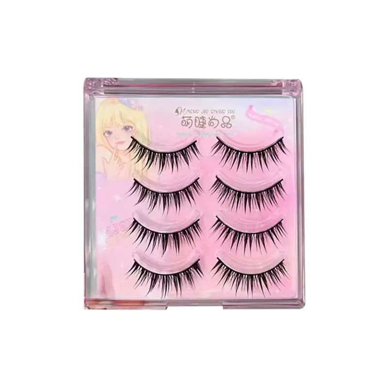 Moe Ciliary Wet False Eyelashes Thick Curled Pink