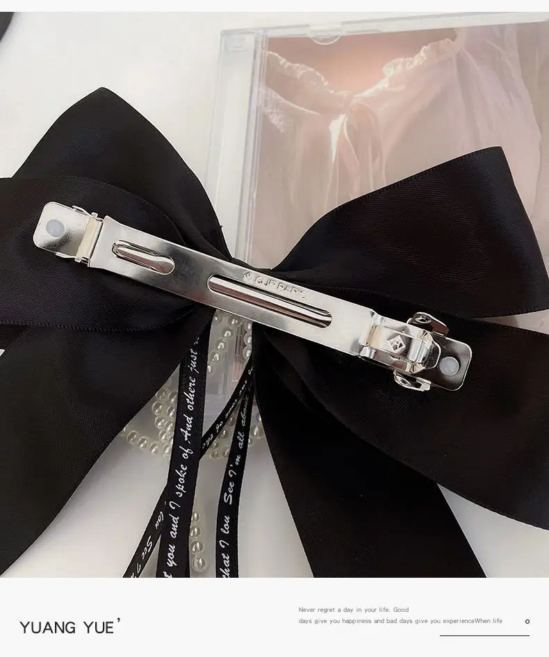 Pearl Bow Hairpin Women's Back of Head Ribbon Clip — feature 10