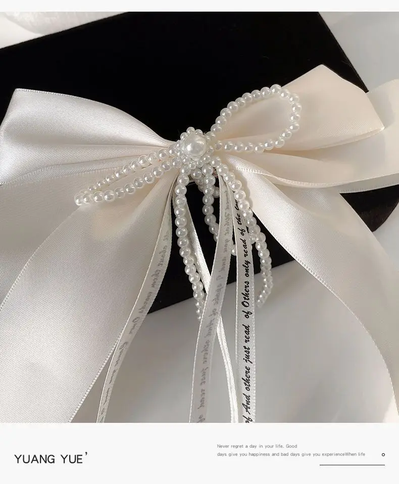Pearl Bow Hairpin Women's Back of Head Ribbon Clip — feature 8