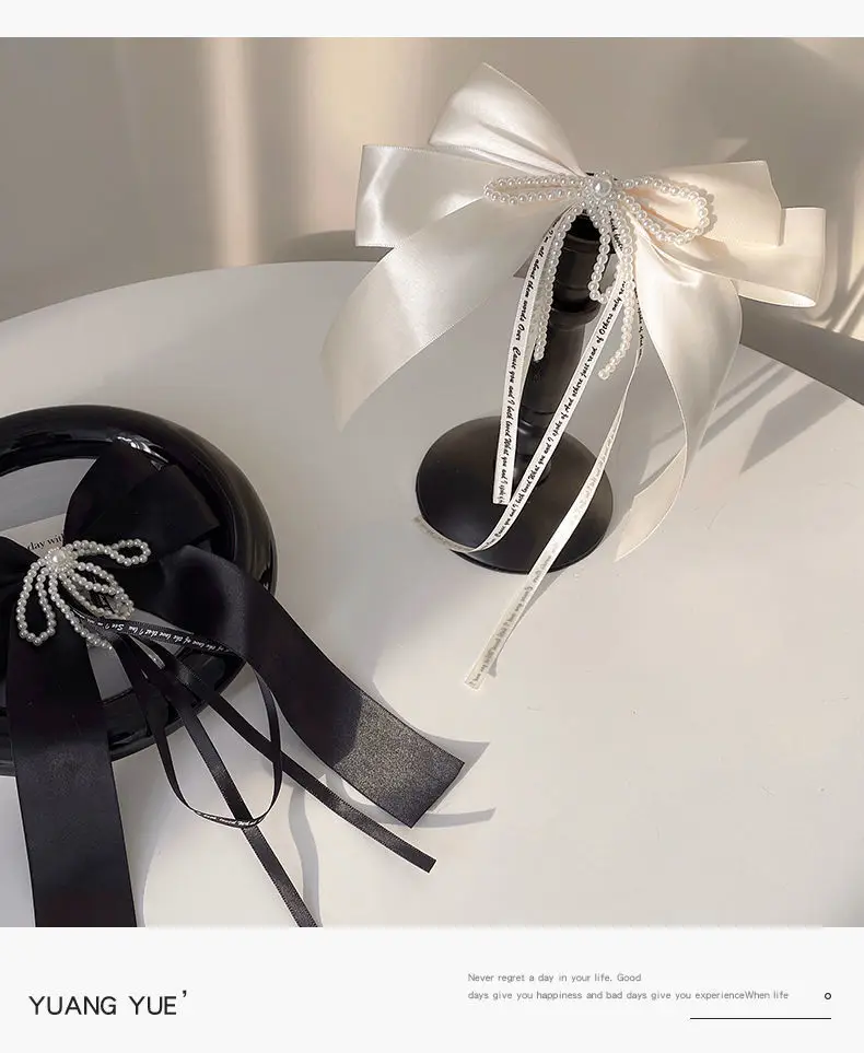 Pearl Bow Hairpin Women's Back of Head Ribbon Clip — feature 9