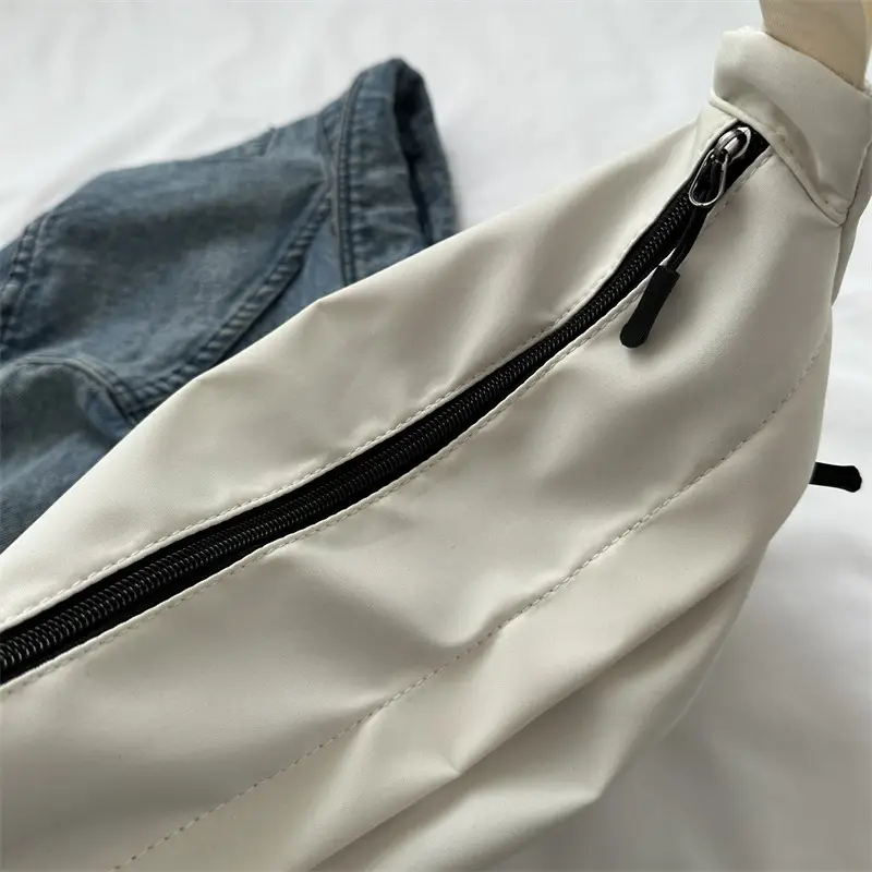 White One-Shoulder Nylon Handbag for Women - Image 9