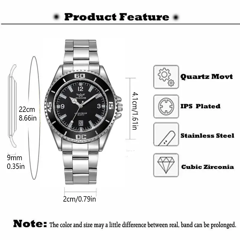 Men's Green Quartz Steel Band Watch with Magnifier โ feature 1