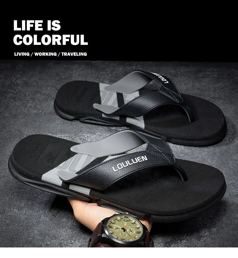 Men's Black Non-Slip Flip Flops Summer Wear — feature 16
