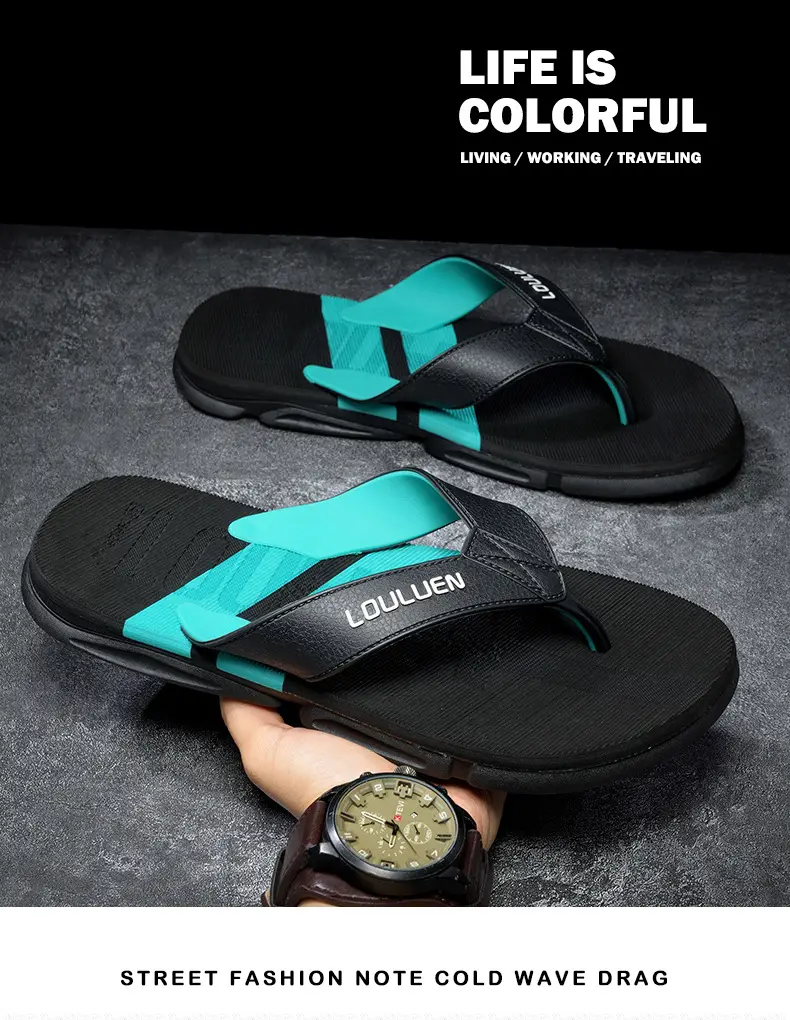 Men's Black Non-Slip Flip Flops Summer Wear — feature 6