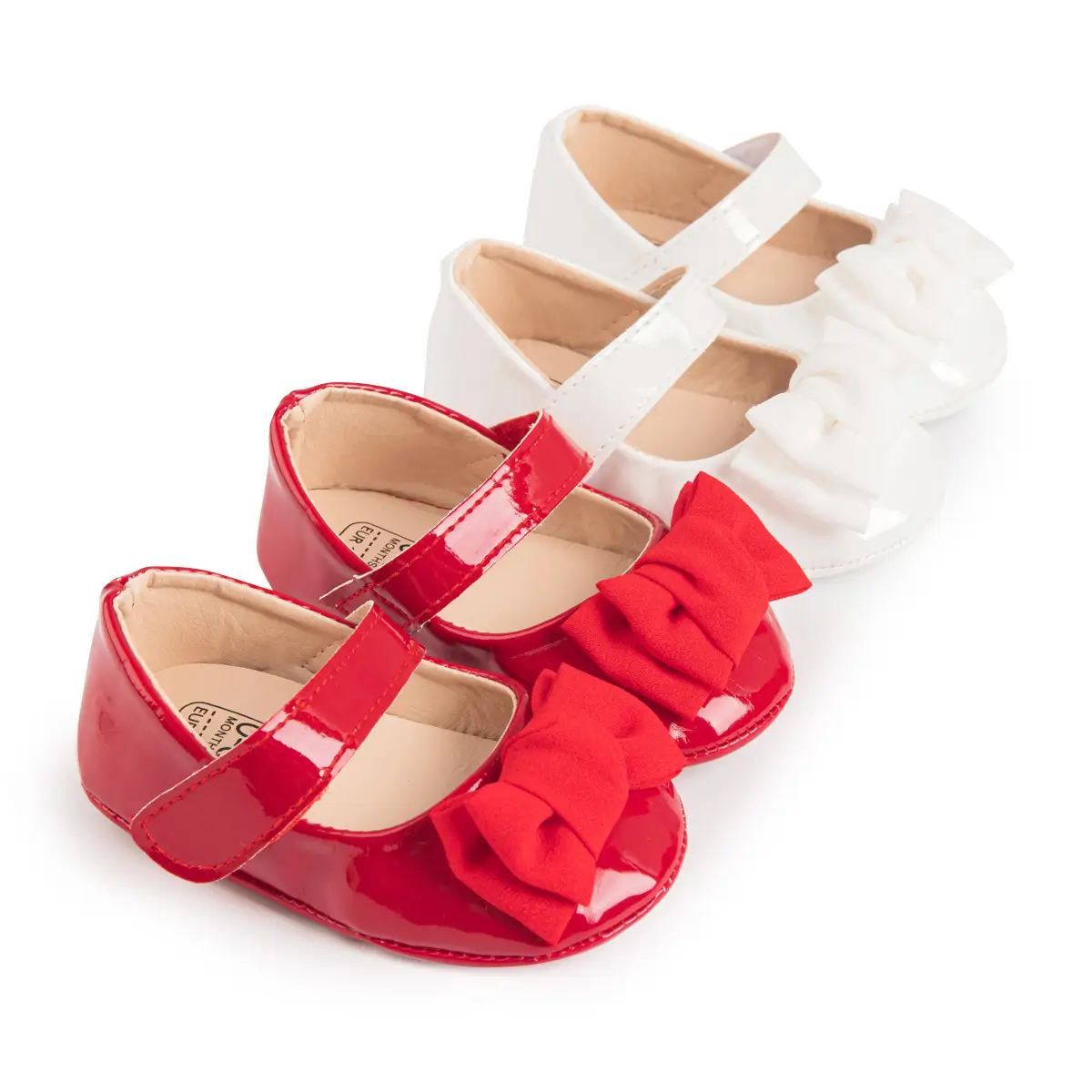 White Bow Baby Shoes 0-1 Years Old Rubber Bottom