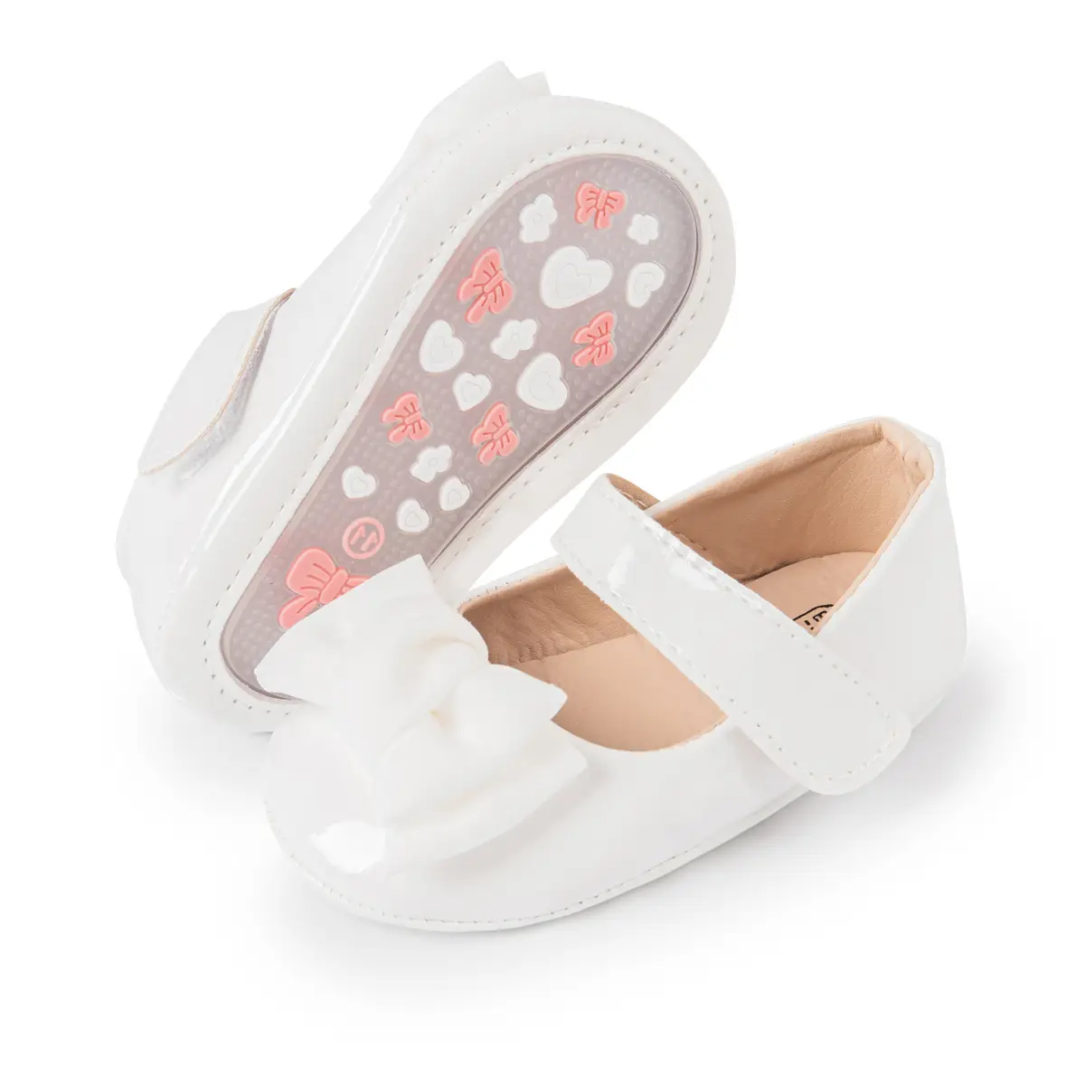 White Bow Baby Shoes 0-1 Years Old Rubber Bottom