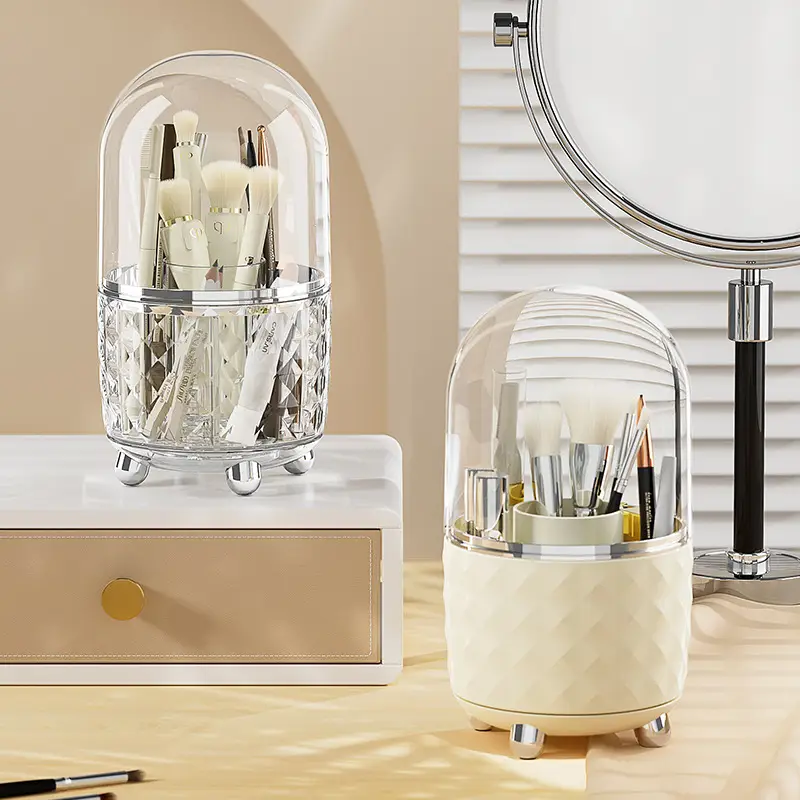 Transparent Gold Makeup Brush Storage Rack 122x150mm