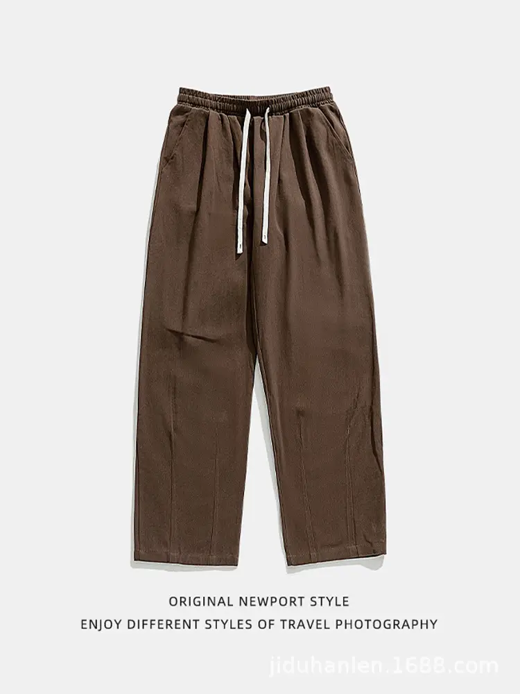 Japanese Sand-Washed Fleece-Lined Loose Pants - Image 9