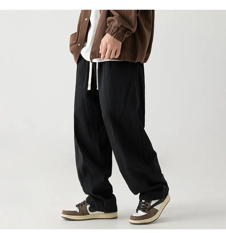 Japanese Sand-Washed Fleece-Lined Loose Pants — feature 32