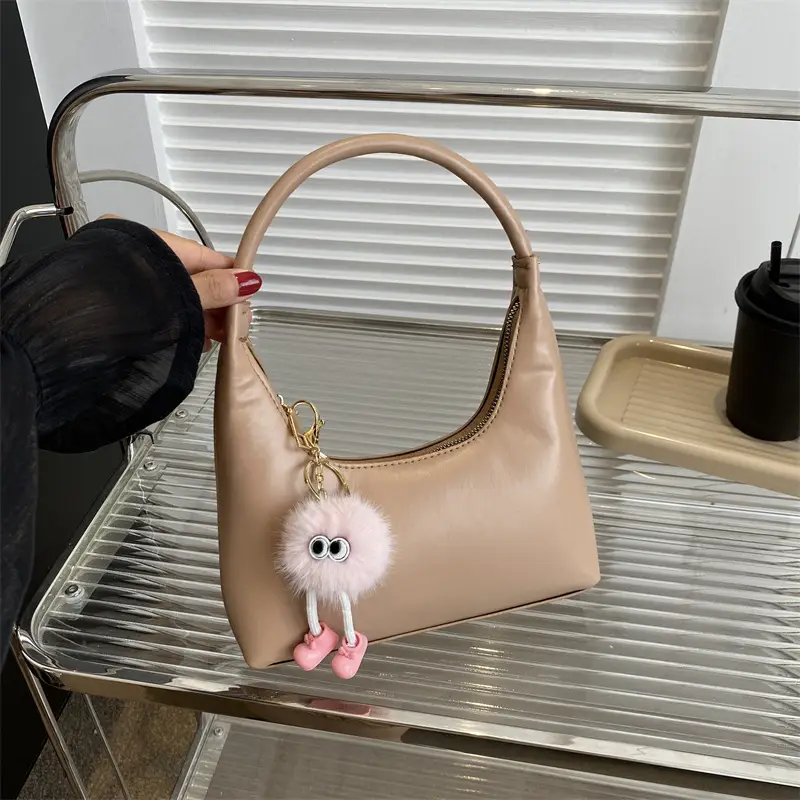 Women's Beige Leather Shoulder Bag 2023 Summer Korean Style - Image 13