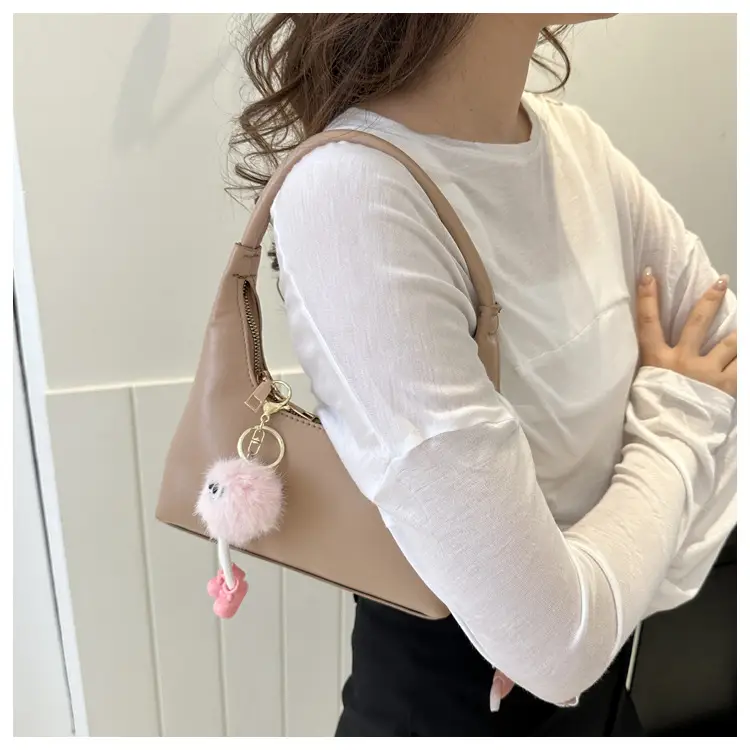 Women's Beige Leather Shoulder Bag 2023 Summer Korean Style — feature 11