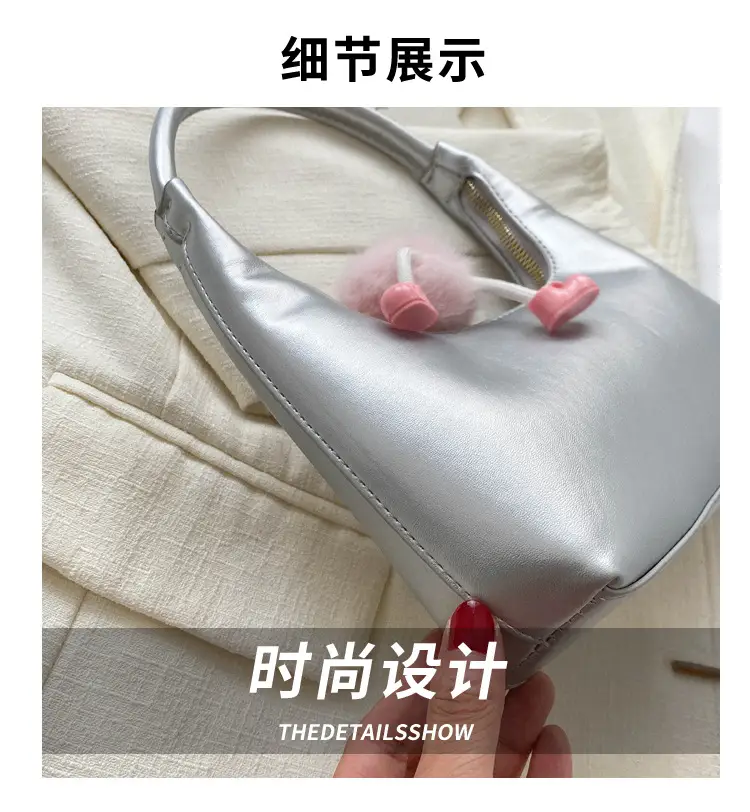 Women's Beige Leather Shoulder Bag 2023 Summer Korean Style — feature 2