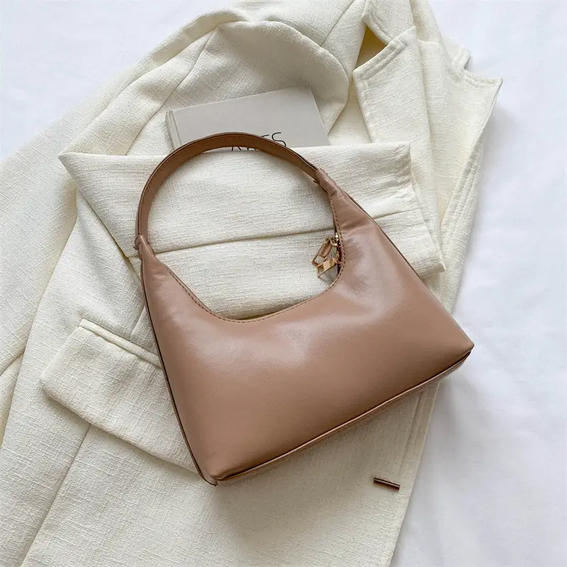 Women's Beige Leather Shoulder Bag 2023 Summer Korean Style - Image 4