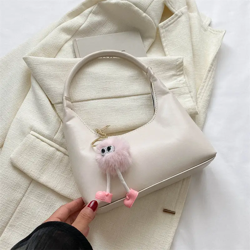 Women's Beige Leather Shoulder Bag 2023 Summer Korean Style - Image 7