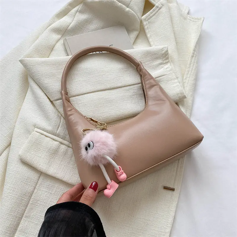 Women's Beige Leather Shoulder Bag 2023 Summer Korean Style - Image 8