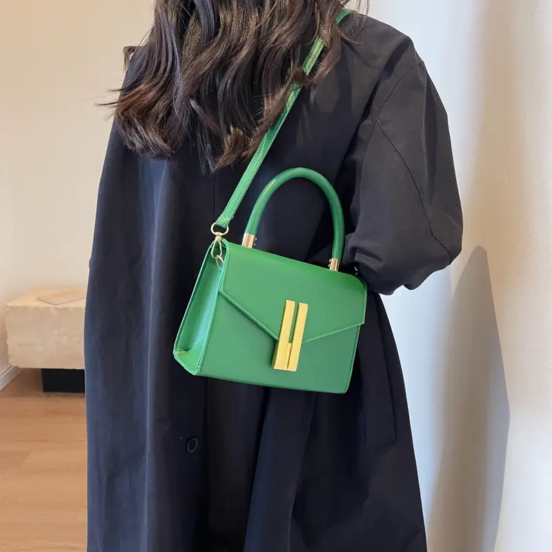 Green Textured Square Handbag for Women 2023 - Image 9