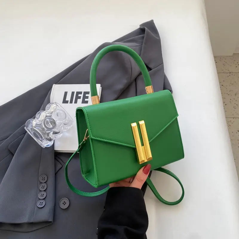 Green Textured Square Handbag for Women 2023 - Image 3