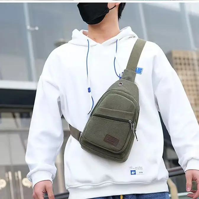 Men's Canvas Crossbody Bag Large Capacity Sports Fashion Shoulder Bag - Image 4