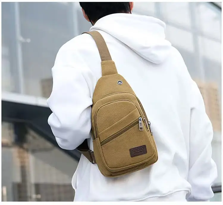 Men's Canvas Crossbody Bag Large Capacity Sports Fashion Shoulder Bag — feature 5