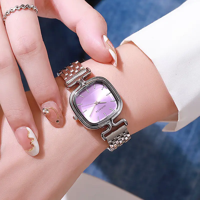 Women's Red Square Sugar Quartz Watch with Leather Band — feature 10