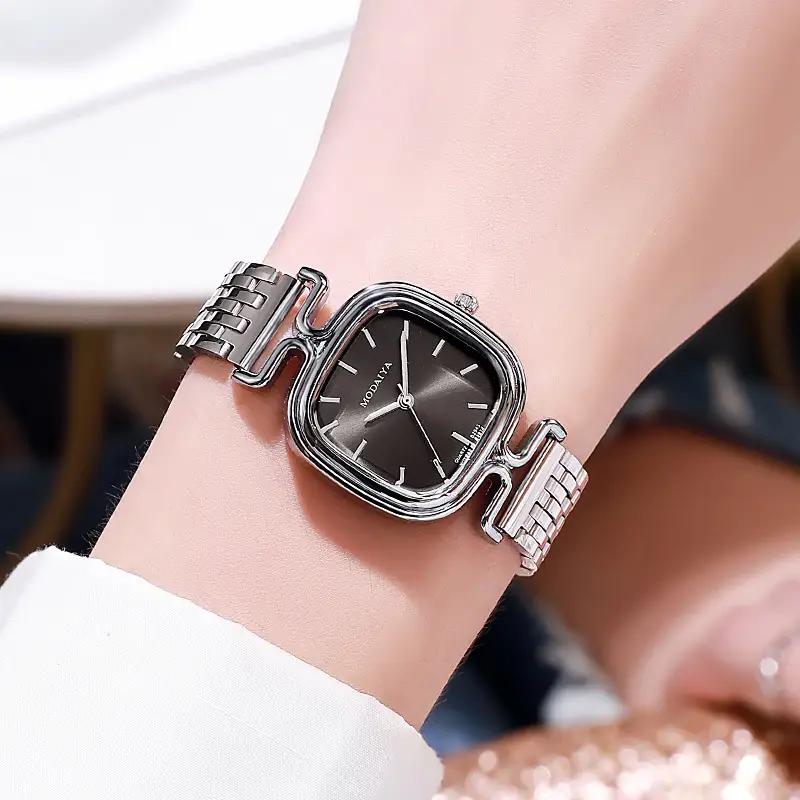 Women's Red Square Sugar Quartz Watch with Leather Band — feature 11