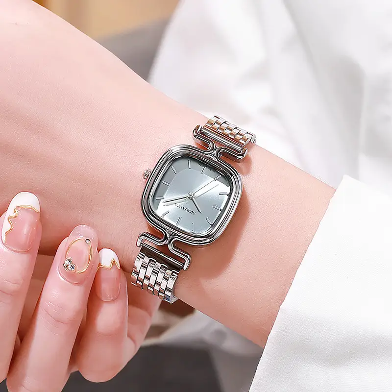 Women's Red Square Sugar Quartz Watch with Leather Band — feature 12