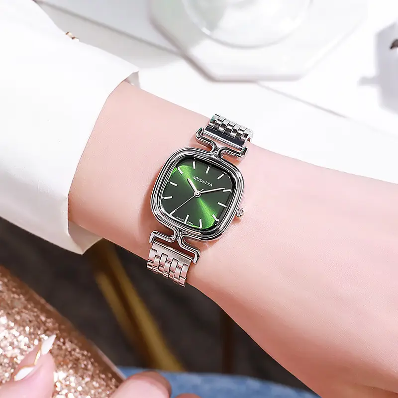 Women's Red Square Sugar Quartz Watch with Leather Band — feature 13