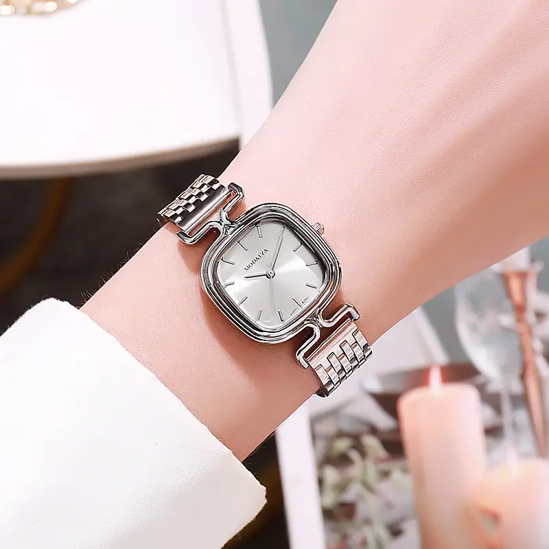 Women's Red Square Sugar Quartz Watch with Leather Band — feature 15