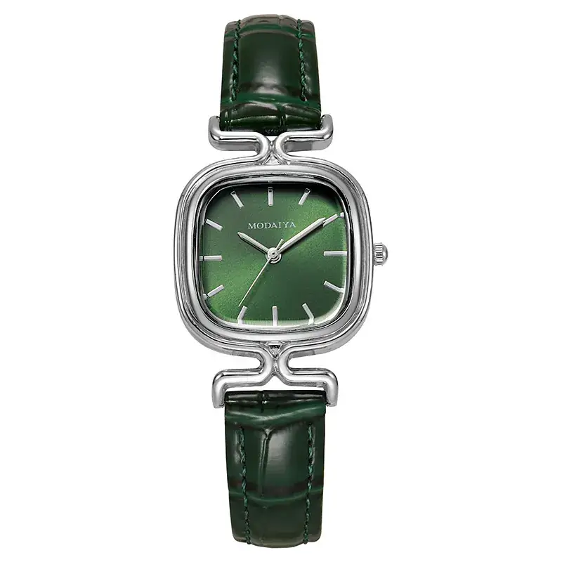 Women's Red Square Sugar Quartz Watch with Leather Band