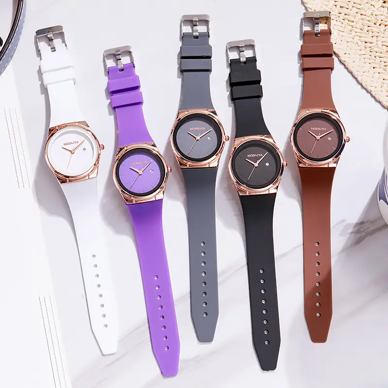 Women's White Silicone Quartz Watch with Rose Gold Case — feature 2