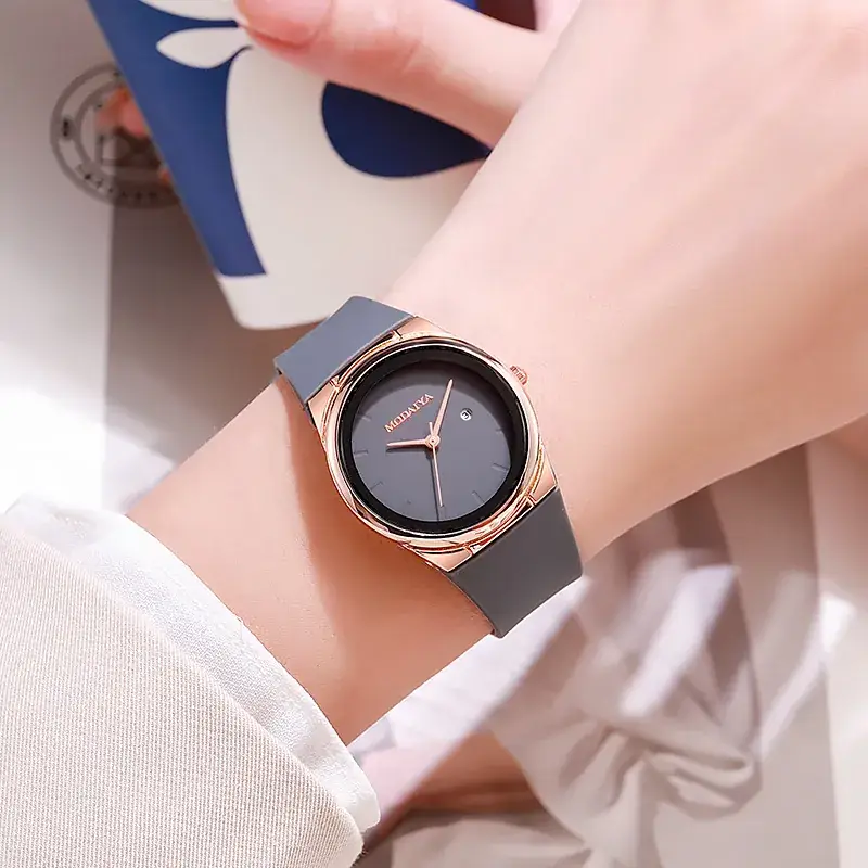 Women's White Silicone Quartz Watch with Rose Gold Case - Image 3