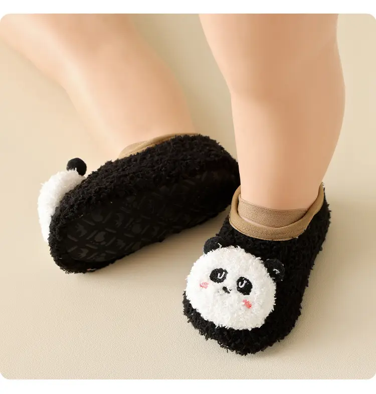 Baby Cartoon Cotton Floor Socks Black White — feature 10