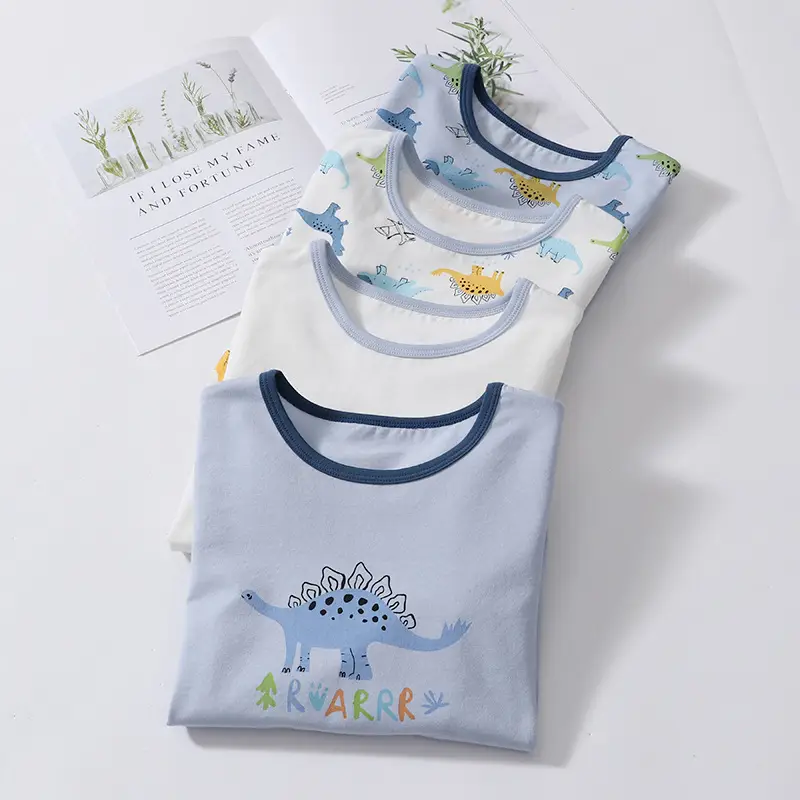 Children's Blue Dinosaur Long Sleeve T-Shirt Set - Image 5