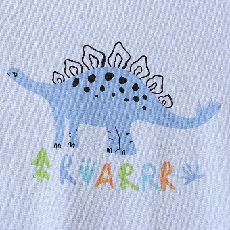 Children's Blue Dinosaur Long Sleeve T-Shirt Set - Image 6
