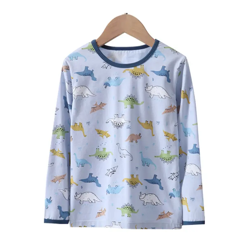 Children's Blue Dinosaur Long Sleeve T-Shirt Set - Image 7