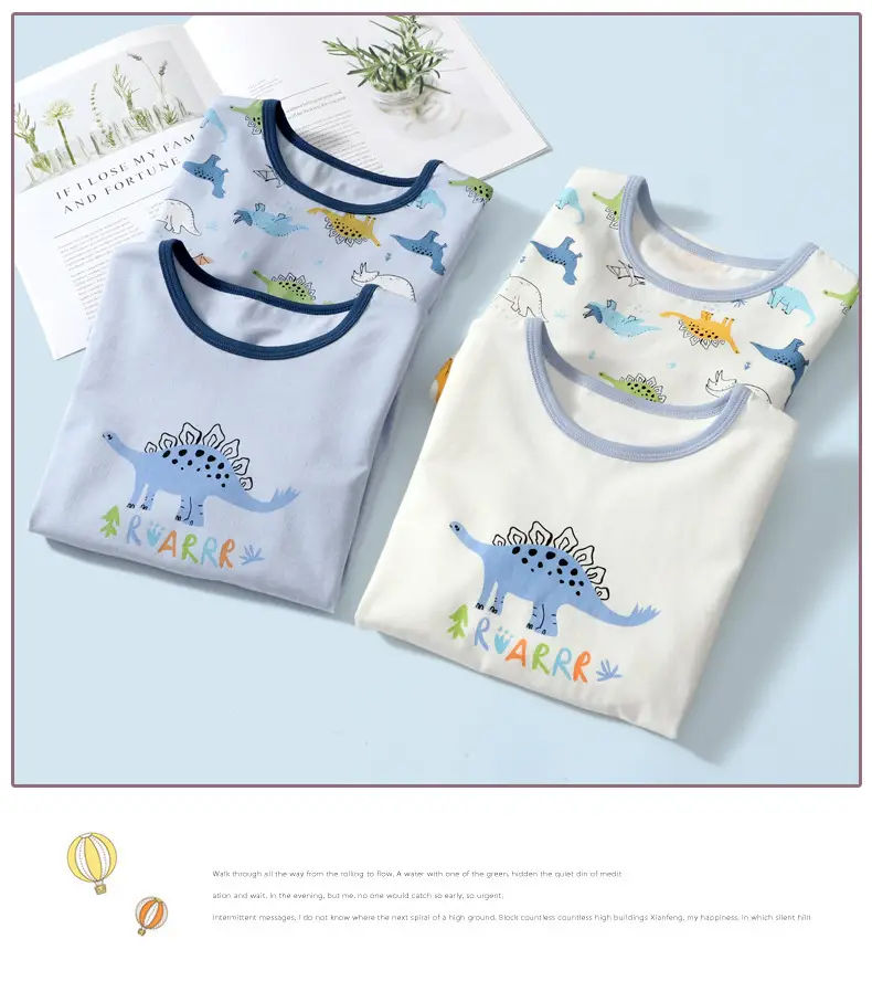 Children's Blue Dinosaur Long Sleeve T-Shirt Set — feature 19