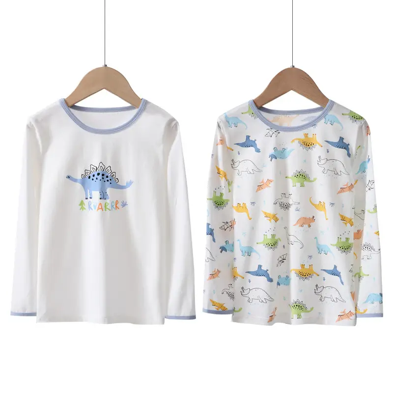 Children's Blue Dinosaur Long Sleeve T-Shirt Set - Image 2