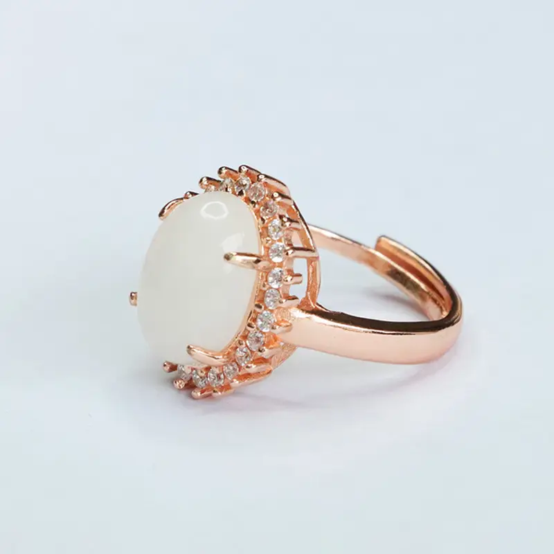 Guan Yu Hetian Jade Ring White Rose Gold - Image 4