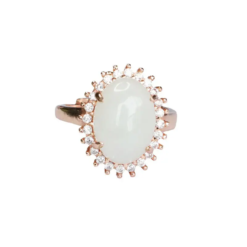 Guan Yu Hetian Jade Ring White Rose Gold - Image 6