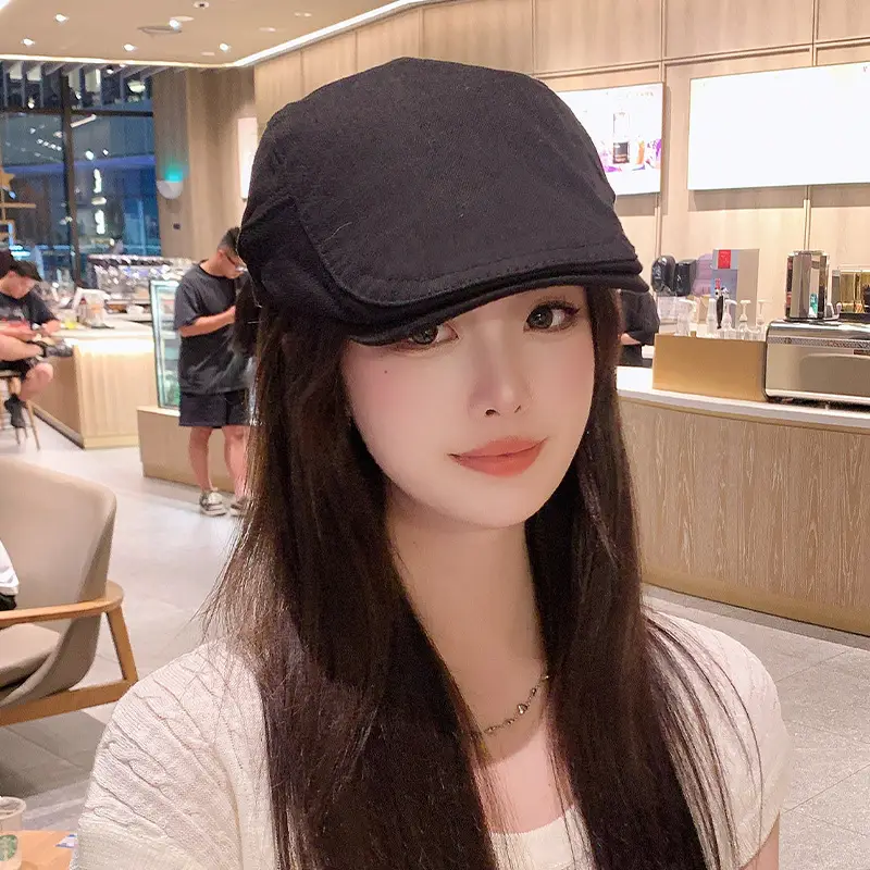 British Retro Forward Hat Sunshade Cap Big Head Showing Face Small Fashion All-match Hat Solid Color Trendy Cap