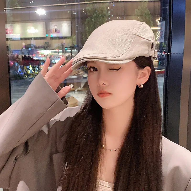 British Retro Forward Hat Sunshade Cap Big Head Showing Face Small Fashion All-match Hat Solid Color Trendy Cap