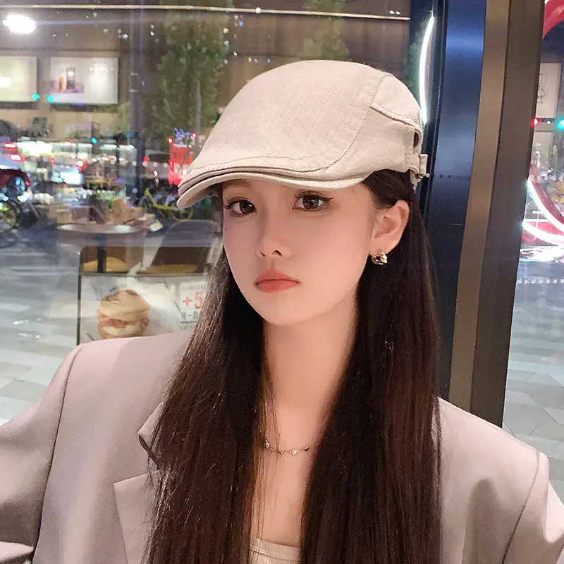 British Retro Forward Hat Sunshade Cap Big Head Showing Face Small Fashion All-match Hat Solid Color Trendy Cap