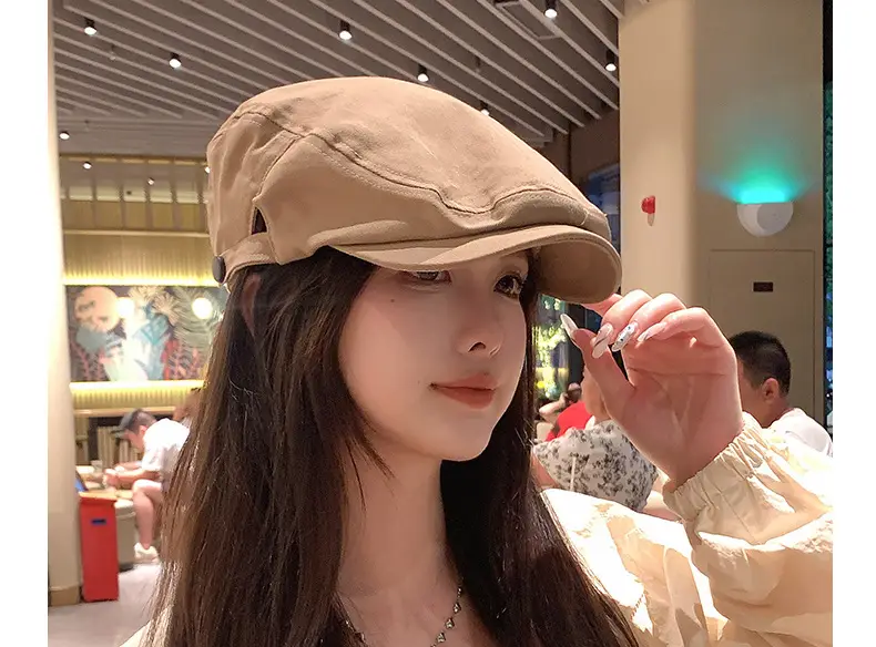 British Retro Forward Hat Sunshade Cap Big Head Showing Face Small Fashion All-match Hat Solid Color Trendy Cap — feature 10