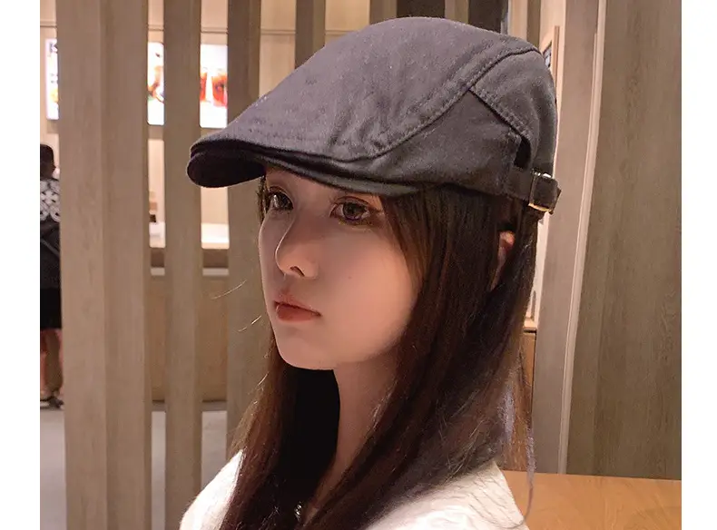 British Retro Forward Hat Sunshade Cap Big Head Showing Face Small Fashion All-match Hat Solid Color Trendy Cap — feature 12