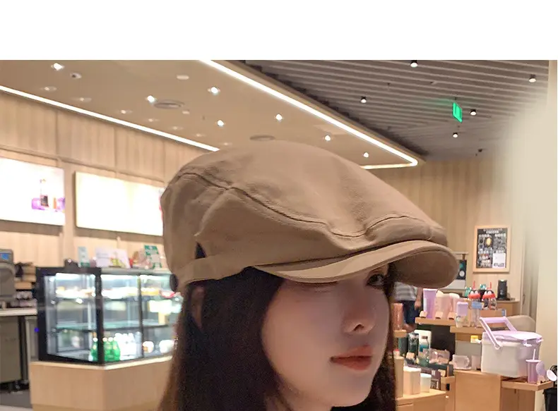 British Retro Forward Hat Sunshade Cap Big Head Showing Face Small Fashion All-match Hat Solid Color Trendy Cap — feature 15